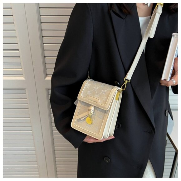 Brown Monogram Buckle Flap Crossbody Purse - Picture 7 of 11